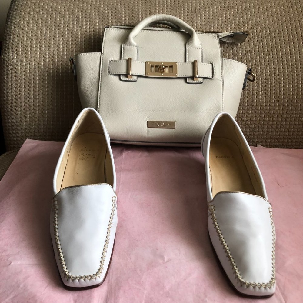 Carvela Women's Cream Purse and White Leather Loafers